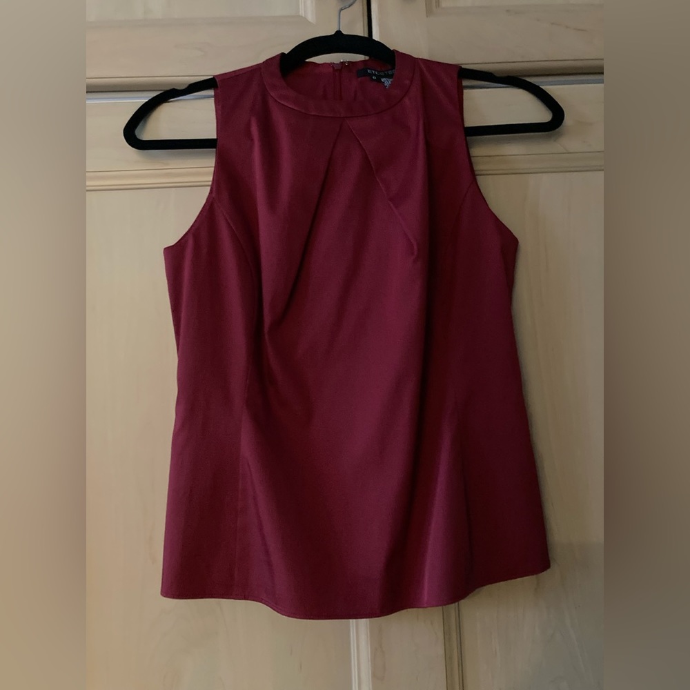 Etcetera Satin Ruched Sleeveless Top & Pencil Skirt. True Red. Size 0. Like new
